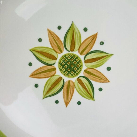 Vintage 1970s Stoneware 12" Chop Plate Serving Platter Handpainted Avocado Japan - Picture 5 of 12